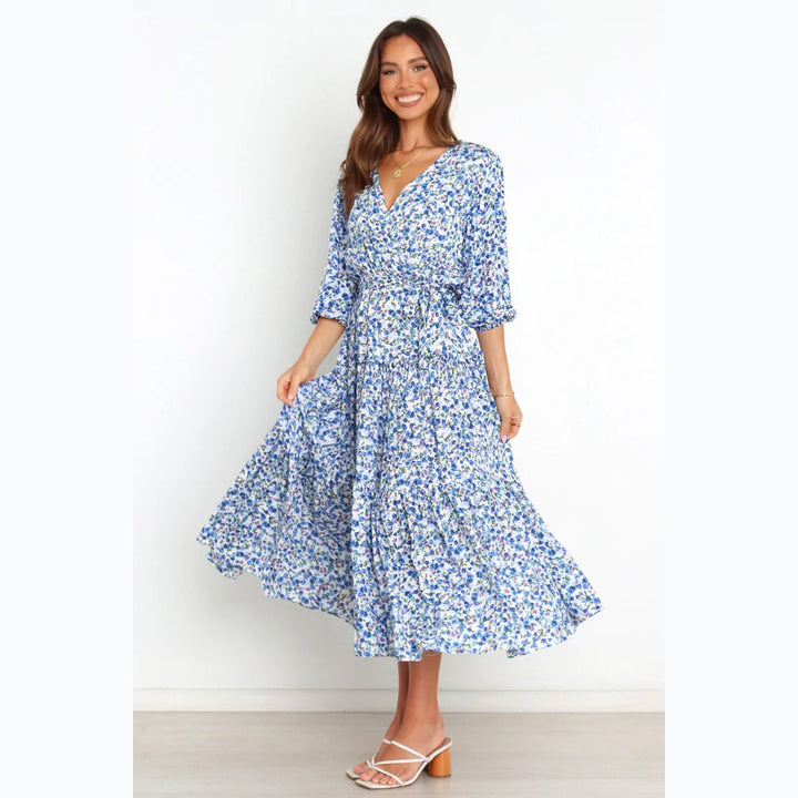 Damen Sommerliches Maxikleid mit freiem Dekolleté und floralem Muster Drune