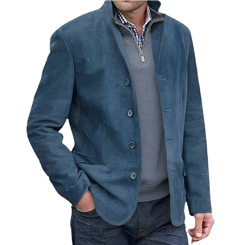 Herren Sakkojacke aus Wildlederoptik mit Stehkragen Drune