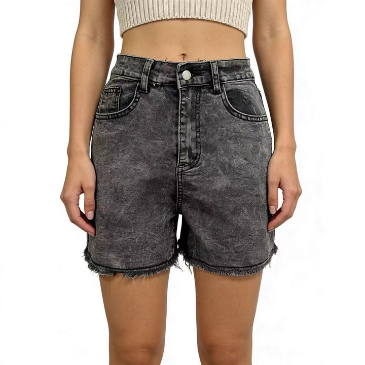 Damen modische Denim-Shorts im lässigen Schnitt mit fransigem Saum Drune