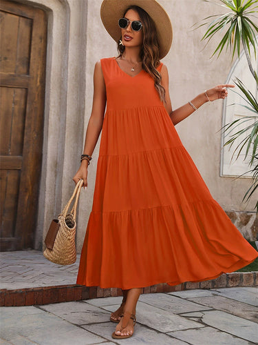 Damen Maxikleid mit lässigem Schnitt und Volantdetails Drune