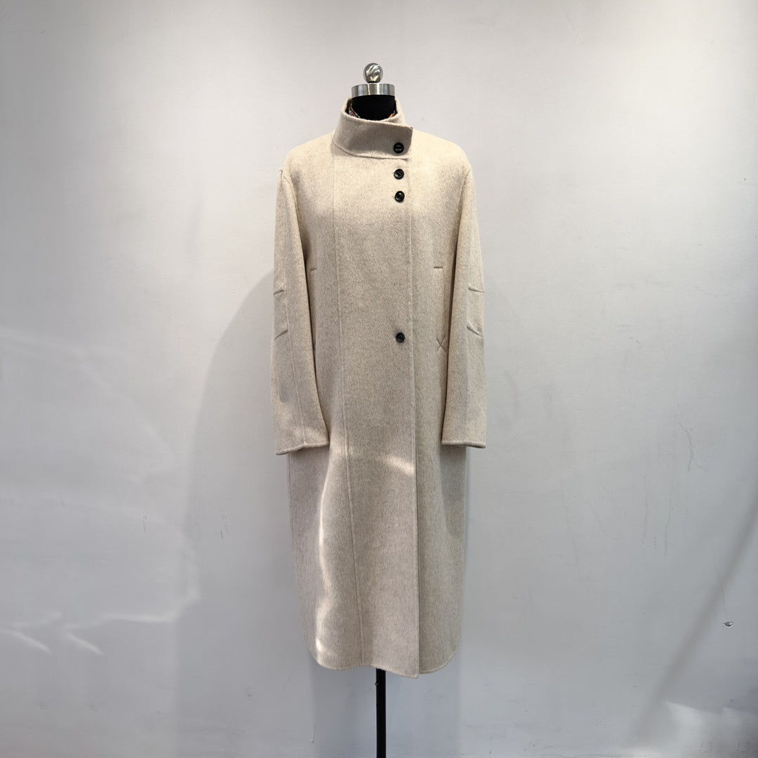 Damen maßgeschneiderter Longline-Wollmischmantel Drune