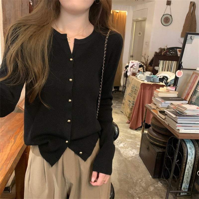 Damen Eleganter Strickcardigan mit Knopfdetails und feiner Rippstruktur Drune