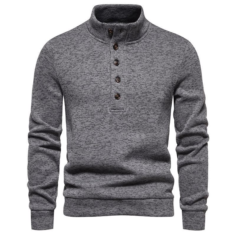 Herren Komfortabler Feinstrick-Pullover mit Knopfleiste und Stehkragen Drune