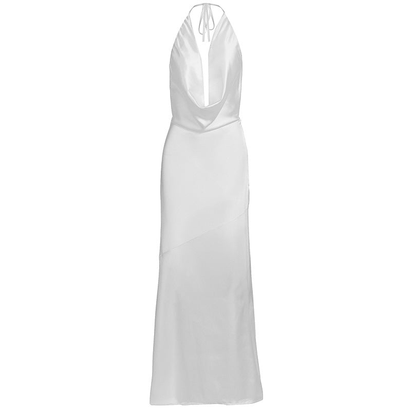 Damen elegantes Chiffon-Maxikleid mit tiefem Rückenausschnitt und raffiniertem Wickeldesign Drune