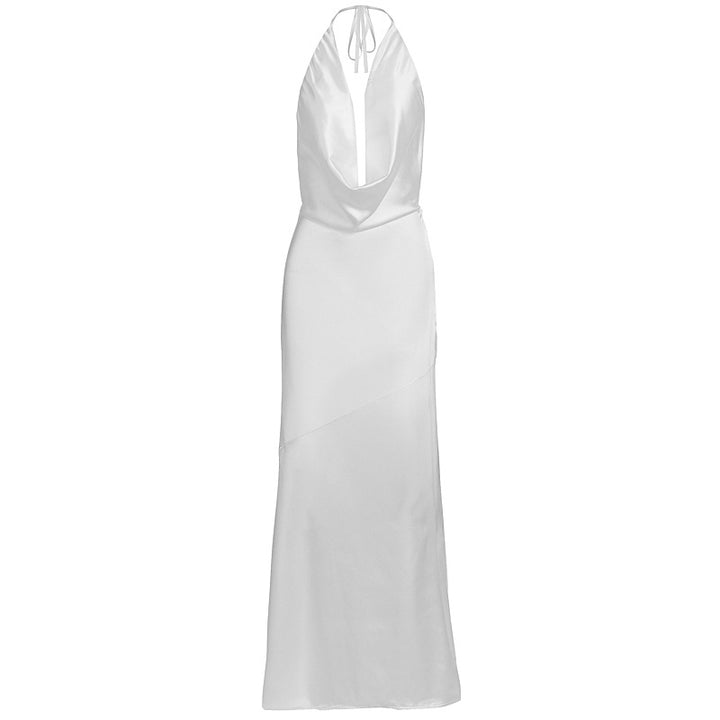 Damen elegantes Chiffon-Maxikleid mit tiefem Rückenausschnitt und raffiniertem Wickeldesign Drune