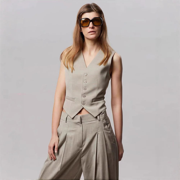 Damen Business-Weste mit modernem Schnitt und eleganter Knopfleiste Drune