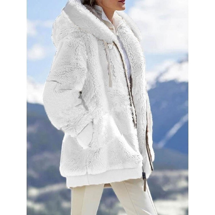 Damen nan kuschelige Kapuzen-Teddyjacke mit wattiertem Innenfutter und Rippbündchen Drune