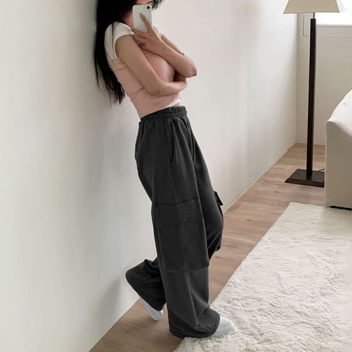 Damen lockere Freizeithose mit großen Taschen Drune