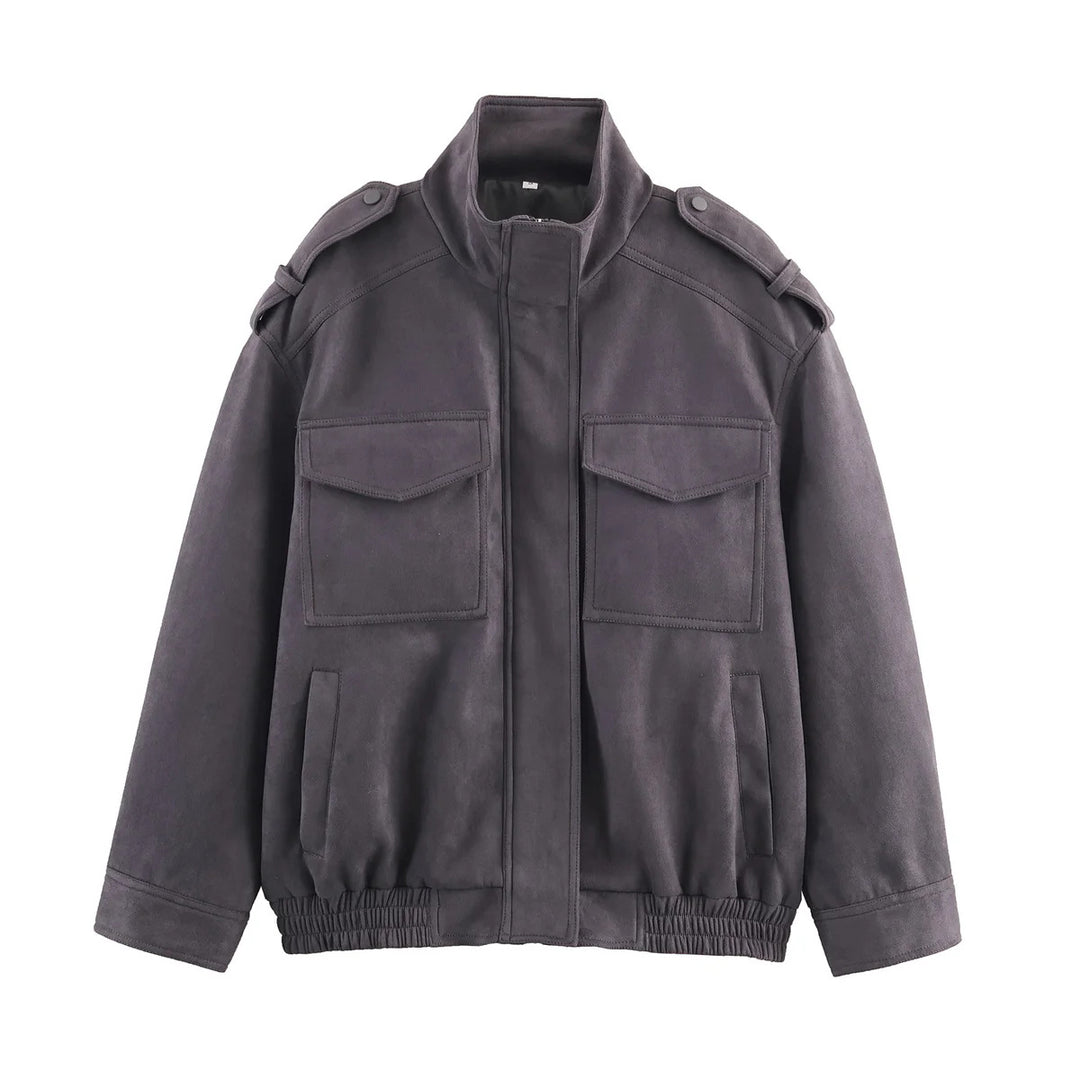Herren nan utility‑Fieldjacke mit Schulterklappen, aufgesetzten Pattentaschen, verdeckter Reißverschluss und elastischem Saum Drune