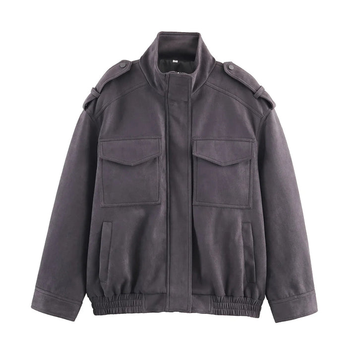 Herren nan utility‑Fieldjacke mit Schulterklappen, aufgesetzten Pattentaschen, verdeckter Reißverschluss und elastischem Saum Drune