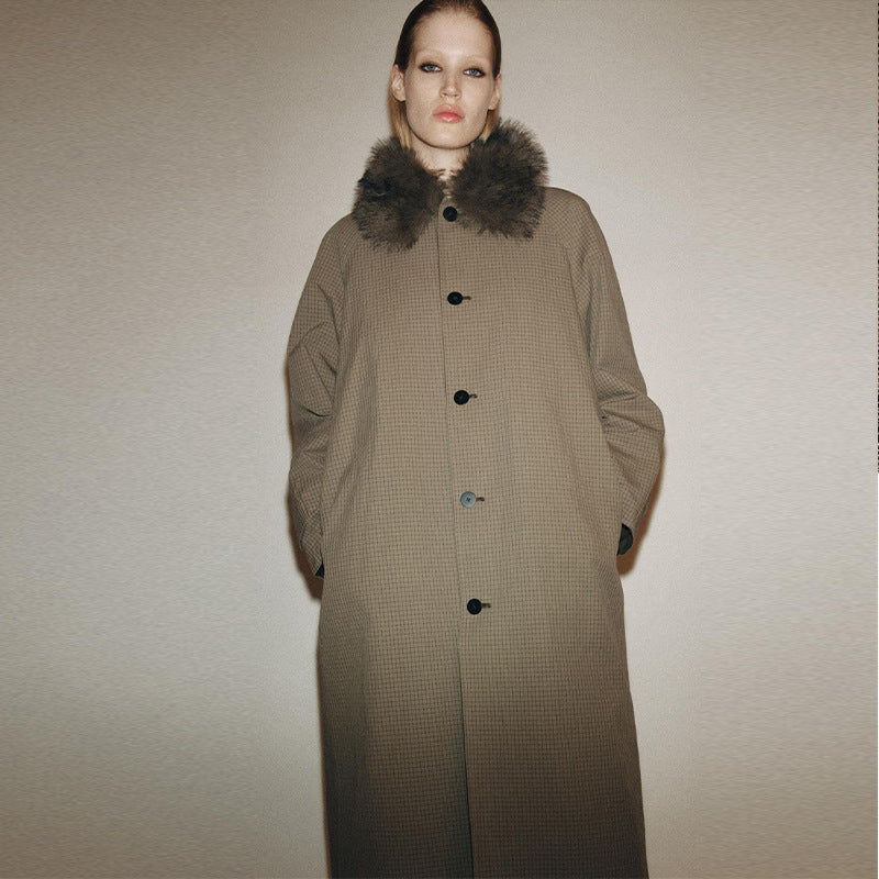 Damen Modische Manteljacke mit elegantem Kragen und Knopfverschluss Drune