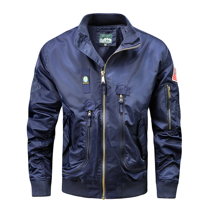 Herren Nylon-Bomberjacke im Fliegerstil mit Utility-Taschen und Ärmel-Fach Drune