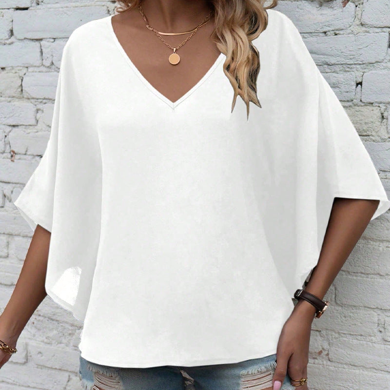 Damen Oversized V-Ausschnitt Top mit lässigem Schnitt Drune