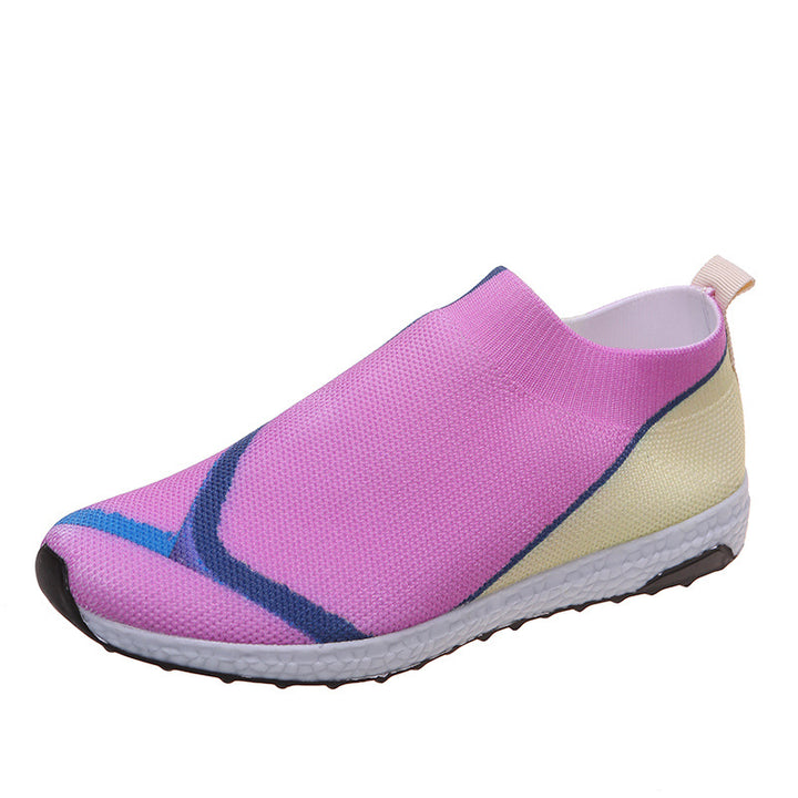 Damen Leichte Strick-Slipper-Sneaker ohne Schnürung mit atmungsaktivem Mesh und gedämpfter Plateausohle Drune