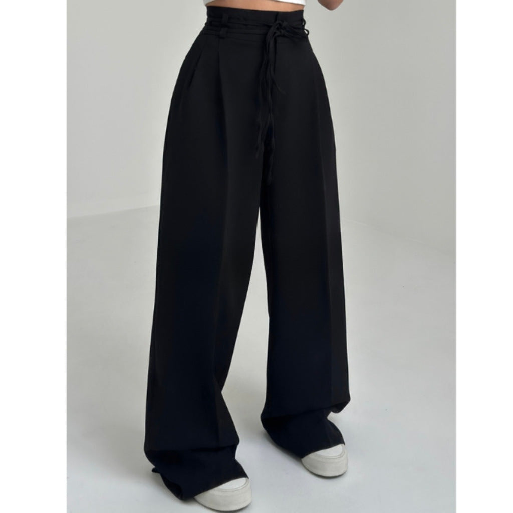 Damen Bequeme Bundfalten-Hose mit elastischem Taillenbund Drune