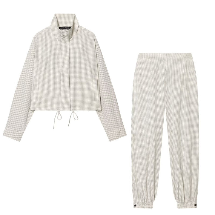 Damen Karierte Relaxed‑Joggerhose mit Gummibund, elastischen Bündchen und Druckknopfmanschetten Drune