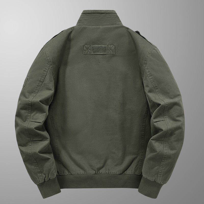 Herren Thermo-Canvasblouson mit durchgehendem Teddyfutter, Rippkragen und Utility‑Pattentaschen Drune