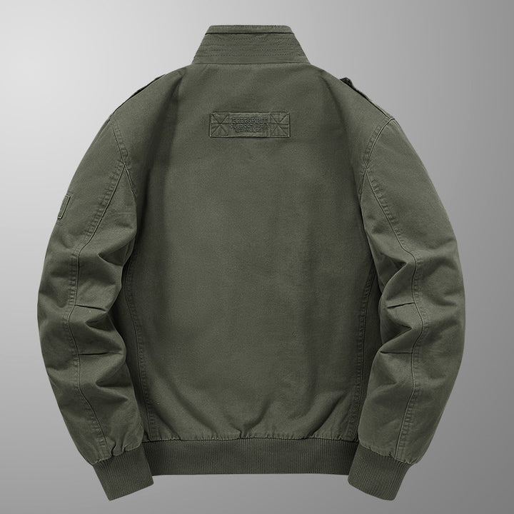 Herren Thermo-Canvasblouson mit durchgehendem Teddyfutter, Rippkragen und Utility‑Pattentaschen Drune