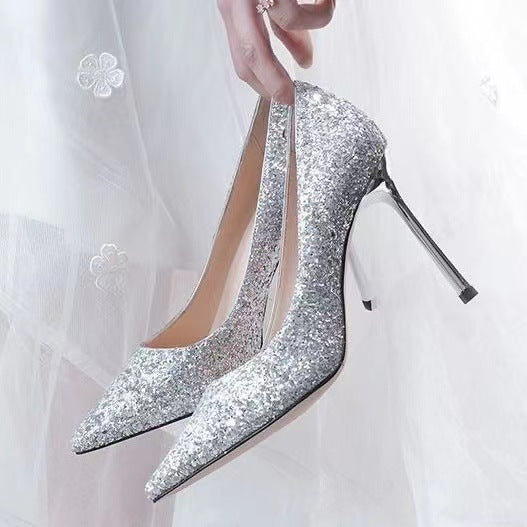 Damen glamouröse High-Heels mit funkelndem Obermaterial und Stiletto-Absatz Drune