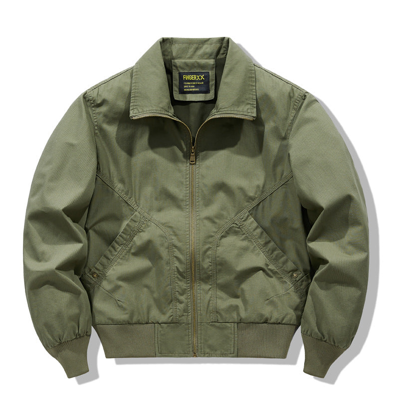 Men's  zip-front collared micro-ripstop bomber with angled seam hand pockets and elasticated cuff hem Drune