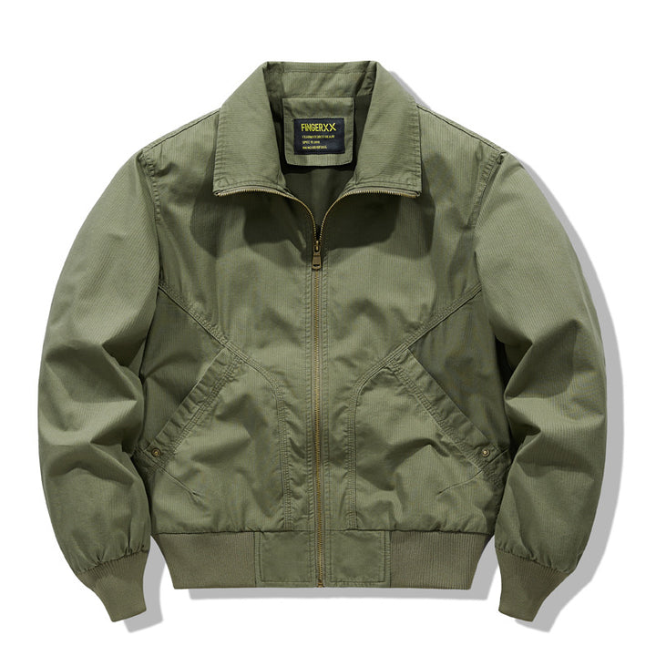 Men's  zip-front collared micro-ripstop bomber with angled seam hand pockets and elasticated cuff hem Drune