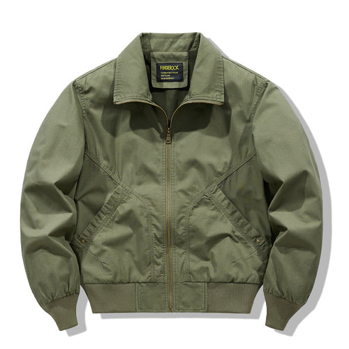 Men's  zip-front collared micro-ripstop bomber with angled seam hand pockets and elasticated cuff hem Drune