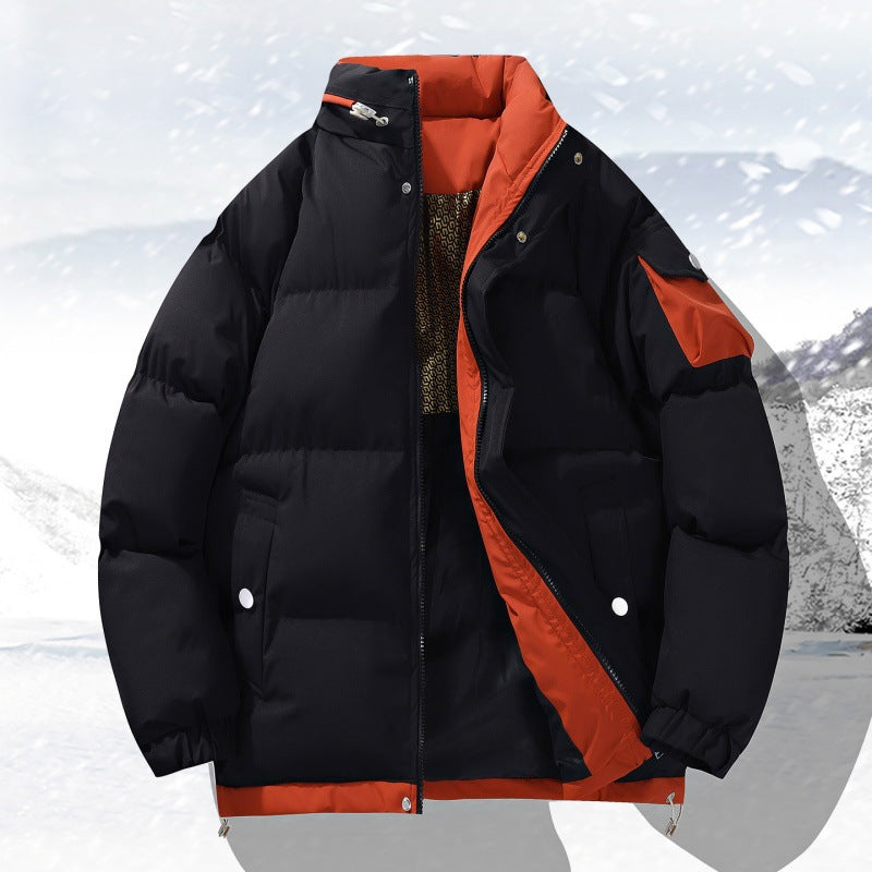 Herren wattierte Outdoor-Steppjacke mit hoher Stehkragen-Isolation und elastischen Bündchen Drune