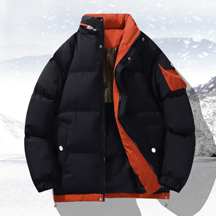 Herren wattierte Outdoor-Steppjacke mit hoher Stehkragen-Isolation und elastischen Bündchen Drune