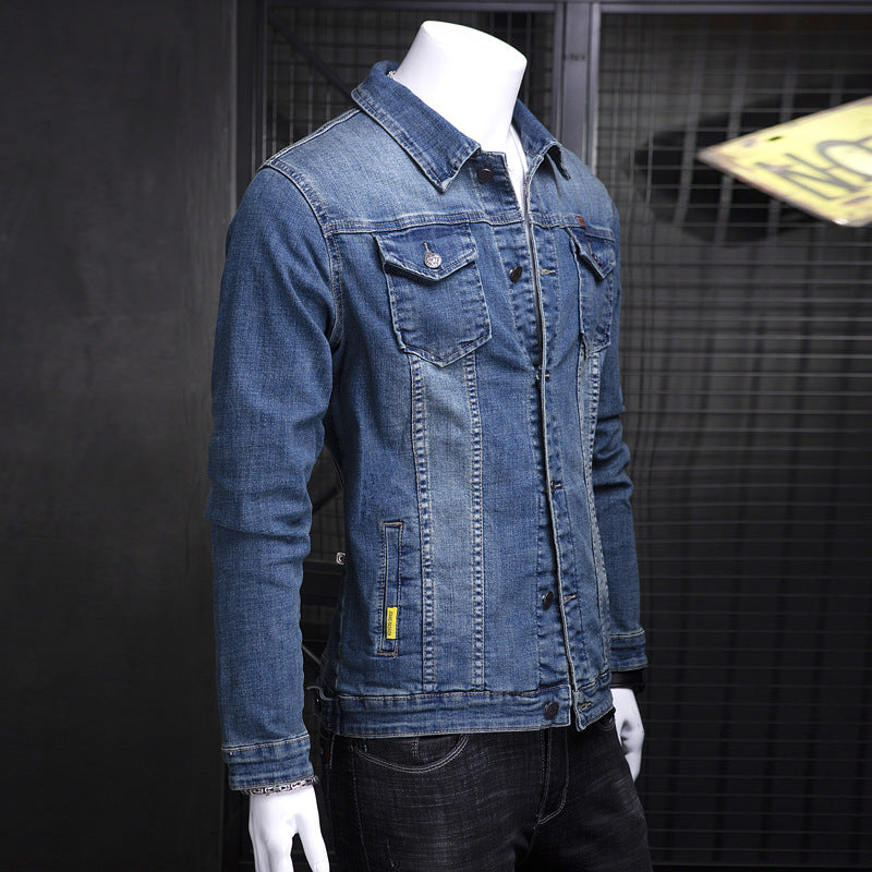 Herren Modische Jeansjacke mit Brusttaschen Drune