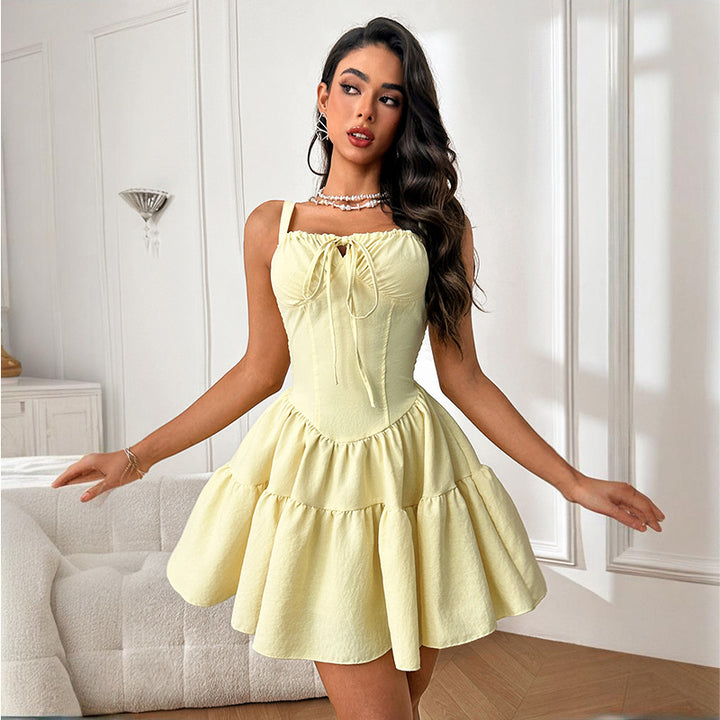 Damen verspieltes Mini-Kleid mit lässigem Schnitt und Rüschendetails Drune
