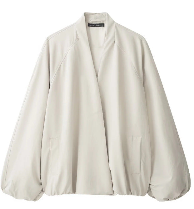 Damen Oversize‑Kimono‑Jacke mit voluminösen Ballonärmeln und elastischem Saum Drune