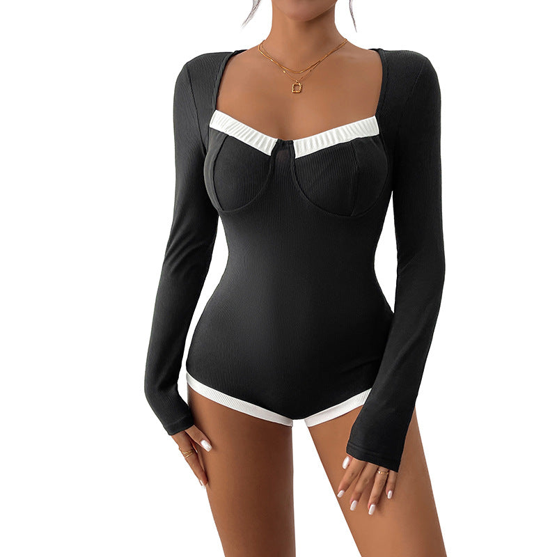 Damen Eleganter Langarm-Bodysuit Drune