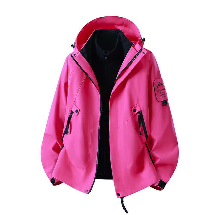 Herren Zwei-in-eins Wetterschutzjacke mit abnehmbarer Steppweste und verstellbarer Kapuze Drune