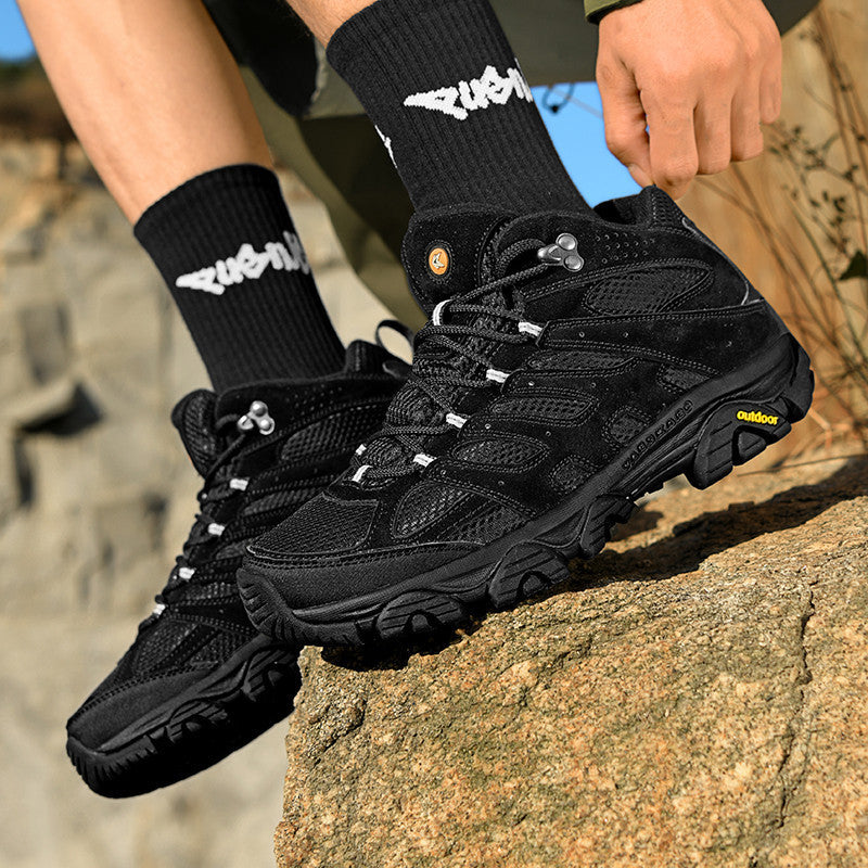 Herren robuste Trekkingstiefel mit wasserdichtem Wildleder‑Mesh, griffiger Offroad‑Profilsohle und verstärkter Zehenkappe Drune
