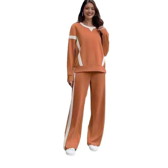 Damen nan sportives Lounge-Set mit weitem Sweatshirt, Palazzohose und seitlichen Kontraststreifen Drune