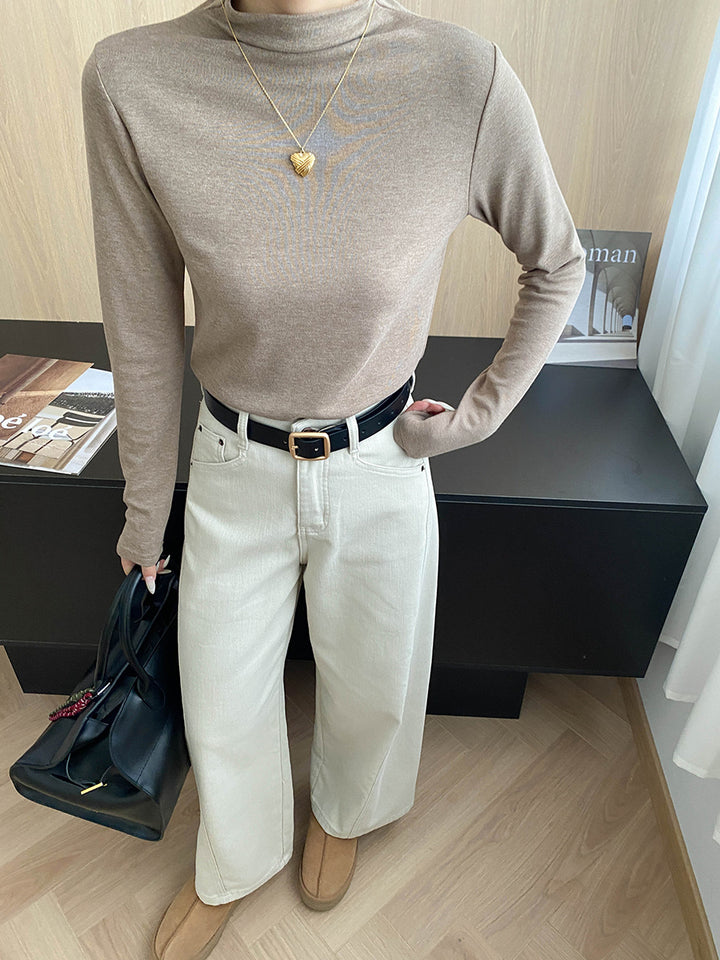 Damen hochwertiges Langarmshirt mit elegantem Stehkragen Drune