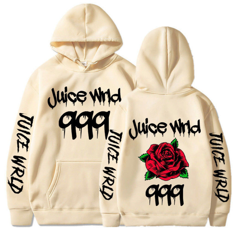 Damen Kapuzenpullover mit auffälligem Grafikdesign und romantischem Rosenmotiv Drune