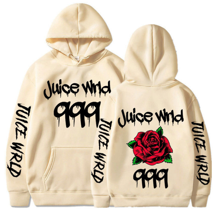 Damen Kapuzenpullover mit auffälligem Grafikdesign und romantischem Rosenmotiv Drune