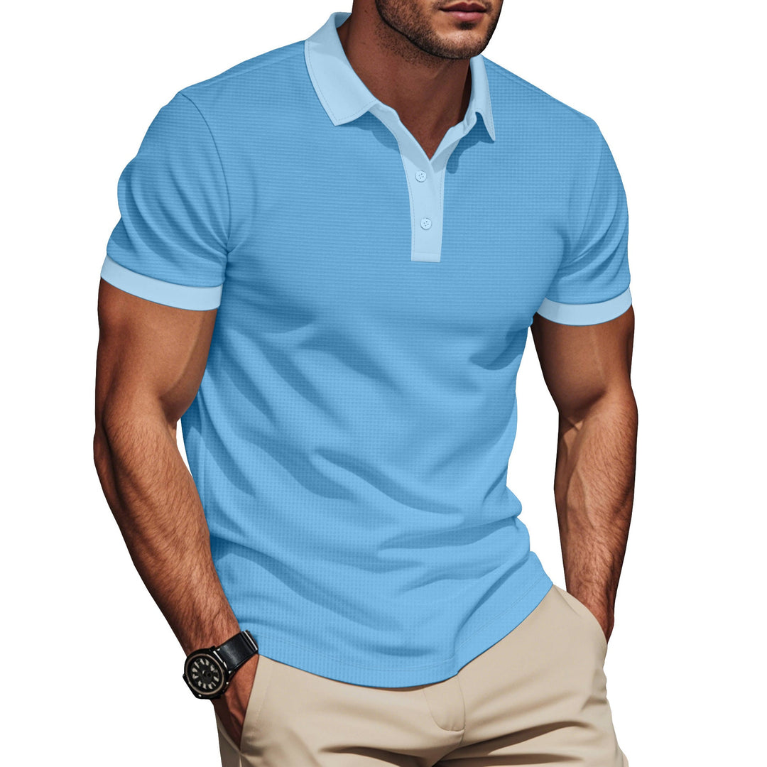 Herren nan elegantes Struktur-Poloshirt mit Kentkragen, kurzer Knopfleiste und atmungsaktivem Stretchjersey Drune