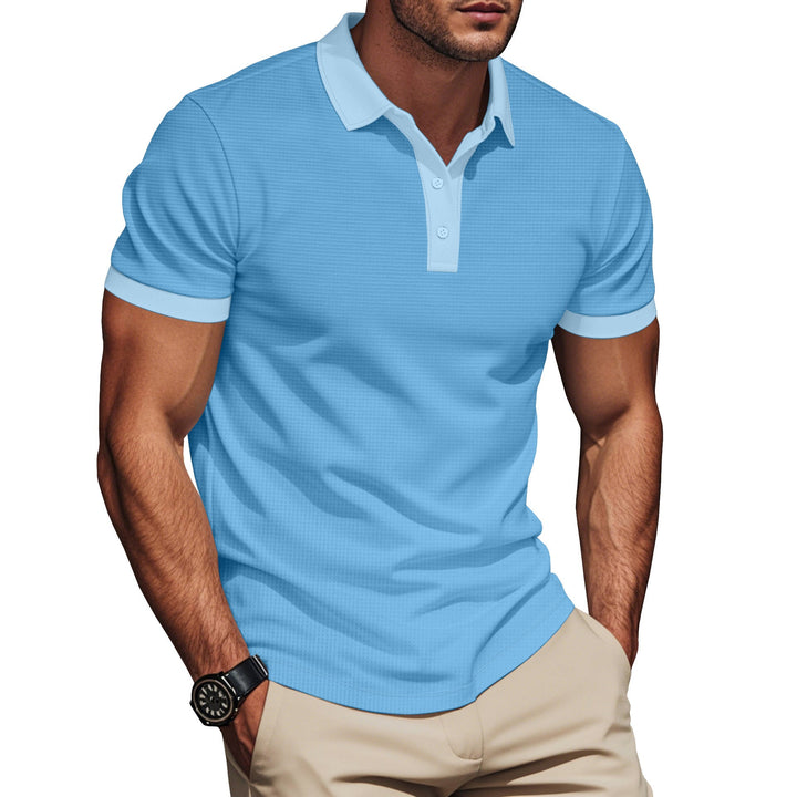 Herren nan elegantes Struktur-Poloshirt mit Kentkragen, kurzer Knopfleiste und atmungsaktivem Stretchjersey Drune