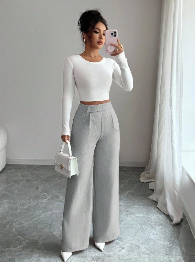 Damen Hoch taillierte, elegante und weiche Hose Drune