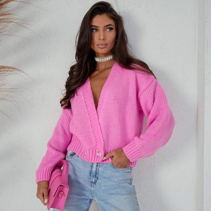 Damen modischer Strickcardigan mit Knopfdetails und weitem Schnitt Drune