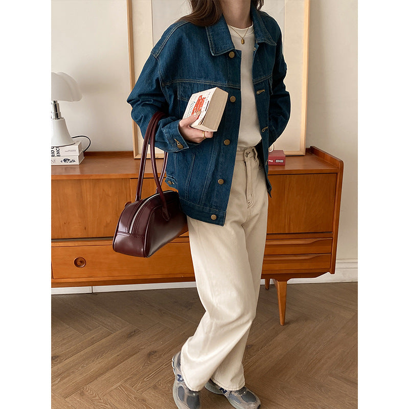 Damen lässige Denimjacke im Oversized-Stil Drune