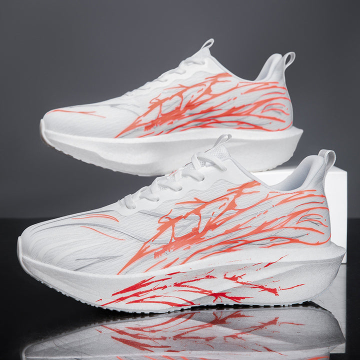 Unisex leichte Laufsneaker mit grafischem Splash-Print, atmungsaktivem Strickoberteil und gedämpfter Plateausohle Drune