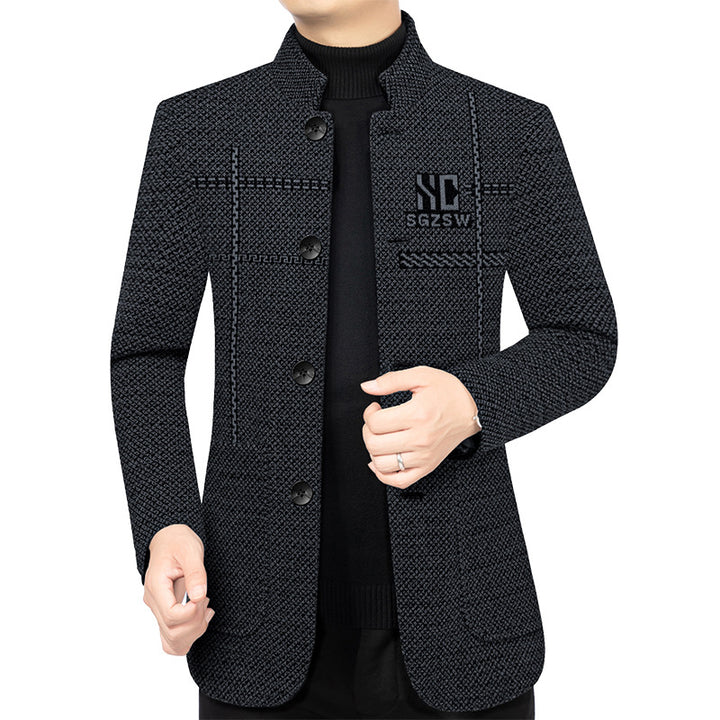 Herren Sakko-Cardigan mit wärmender Teddyfutter und Stehkragen Drune