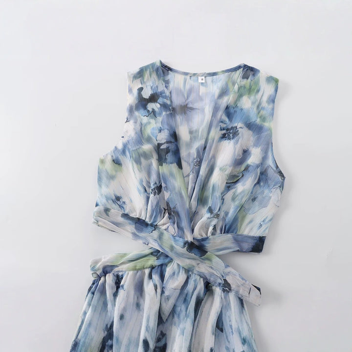 Damen Maxikleid mit elegantem, floralem Design und raffiniertem Rückenausschnitt Drune