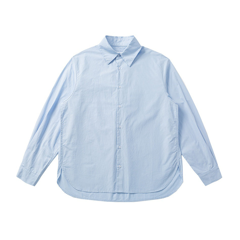 Unisex Oversized Hemd aus leichter Baumwollmischung mit abgerundetem Saum Drune