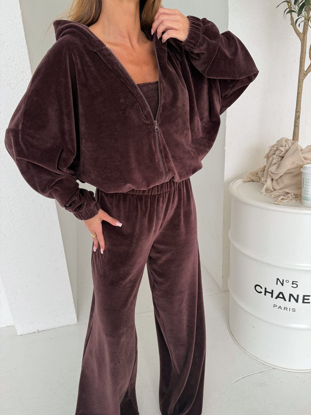 Drune | Kapuzen Strickjacke und Elastische Weit Geschnittene Hose