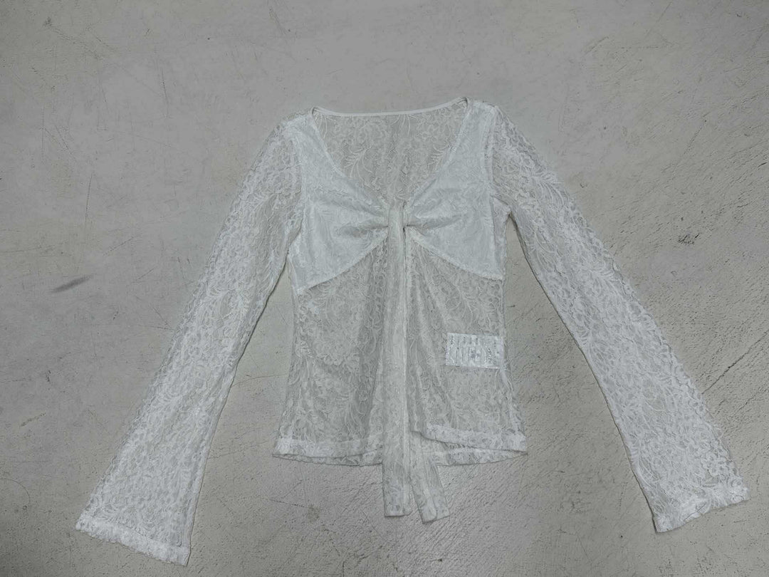 Damen Spitzentop mit eleganter Schleifenknotendetails Drune