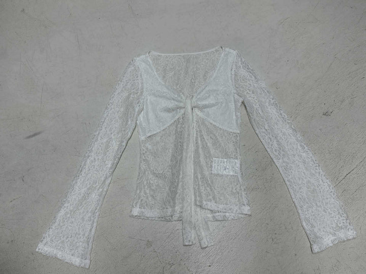 Damen Spitzentop mit eleganter Schleifenknotendetails Drune